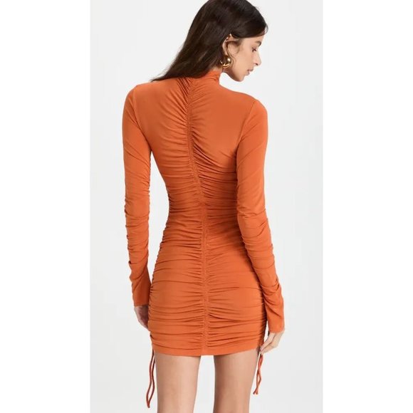 A.L.C. NWT Nolan Ruched Bodycon Zip Mini Dress in Bombay Brown size XS - Picture 3 of 10